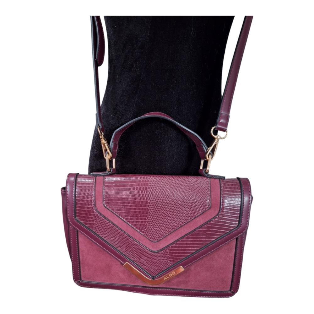 Aldo Maroon Convertible Crossbody Faux Suede Bag - NWOT